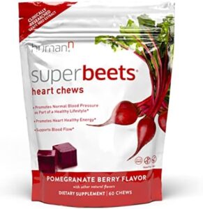 humanN SuperBeets Heart Chews – Nitric Oxide Manufacturing and Blood Force Assist – Grape Seed Extract & Non-GMO Beet Vitality Chews – Pomegranate Berry Flavor – 60 Depend